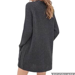 NWT Ashley by 26 International Gray Tweed Chunky Knit Long Womens Cardigan Small